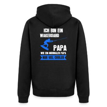 Wakeboard Papa Wake Board Wakeboarding Geschenk - Unisex Premium Bio Zip Hoodie - Schwarz - Hinten - Nico (187cm)