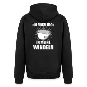 ABDL Adult Baby Windel Geschenk - Unisex Premium Bio Zip Hoodie - Schwarz - Hinten - Nico (187cm)