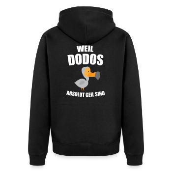 Dodo Dodos Urzeit Geschenk - Unisex Premium Bio Zip Hoodie - Schwarz - Hinten - Nico (187cm)