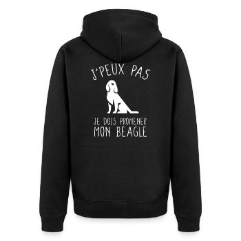 J'peux pas / Beagle / Chien de chasse humour drôle - Veste à capuche bio Premium Unisexe - noir - Dos - Nico (187cm)
