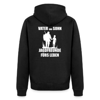 Jäger Papa Tochter Jagd Geschenk - Unisex Premium Bio Zip Hoodie - Schwarz - Hinten - Nico (187cm)
