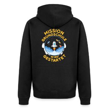 Grundschule 1.Klasse Schulanfang Geschenk - Unisex Premium Bio Zip Hoodie - Schwarz - Hinten - Nico (187cm)