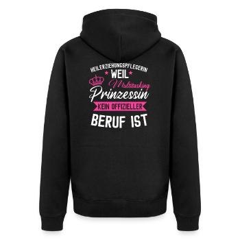 Heilerziehungspflegerin Heilerziehungspfleger - Unisex Premium Bio Zip Hoodie - Schwarz - Hinten - Nico (187cm)