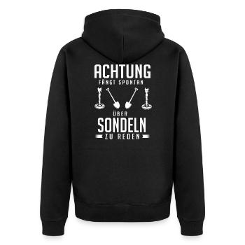 Sondeln Sondler Sondengänger Geschenk - Unisex Premium Bio Zip Hoodie - Schwarz - Hinten - Nico (187cm)