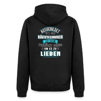 Kältetechniker Technik Klimatechniker Geschenk - Unisex Premium Bio Zip Hoodie - Schwarz - Hinten - Nico (187cm)