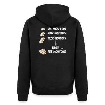 Cadeau humour moutons pour dormir - Veste à capuche bio Premium Unisexe - noir - Dos - Nico (187cm)