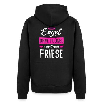 Friese Friesenpferd Friesen Geschenk - Unisex Premium Bio Zip Hoodie - Schwarz - Hinten - Nico (187cm)