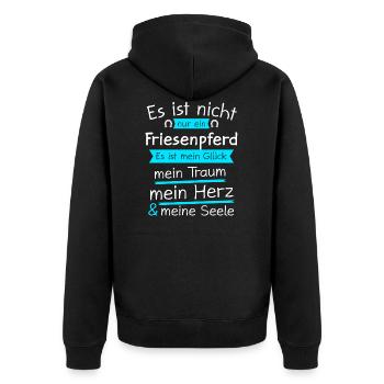Friesenpferd Friesen Friese Geschenk - Unisex Premium Bio Zip Hoodie - Schwarz - Hinten - Nico (187cm)