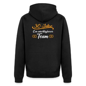 30 Jahre Hochzeitstag Perlenhochzeit Geschenk - Unisex Premium Bio Zip Hoodie - Schwarz - Hinten - Nico (187cm)