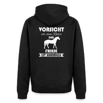 Friese Friesen Friesenpferd Geschenk - Unisex Premium Bio Zip Hoodie - Schwarz - Hinten - Nico (187cm)