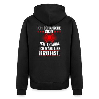 Drohne Drohnen Quadcopter Geschenk - Unisex Premium Bio Zip Hoodie - Schwarz - Hinten - Nico (187cm)
