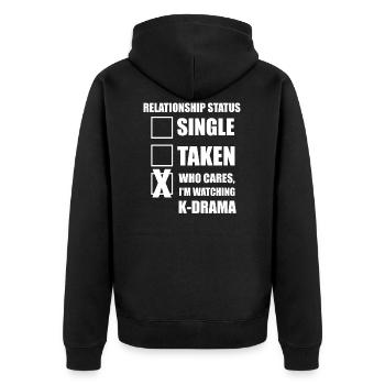 K-Drama South Korea Korean Clothes Geschenk - Unisex Premium Bio Zip Hoodie - Schwarz - Hinten - Nico (187cm)