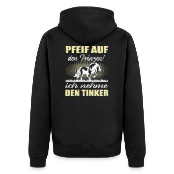 Tinker Pferd Reiten Geschenk - Unisex Premium Bio Zip Hoodie - Schwarz - Hinten - Nico (187cm)