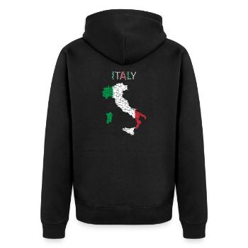Italien Flagge - Kunstdesign - Unisex Premium Bio Zip Hoodie - Schwarz - Hinten - Nico (187cm)