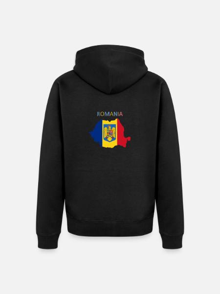 Romania flag - art design - Unisex Premium Organic Zip Hoodie - black