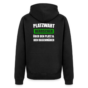 Platzwart Greenkeeper Fußballplatz Geschenk - Unisex Premium Bio Zip Hoodie - Schwarz - Hinten - Nico (187cm)