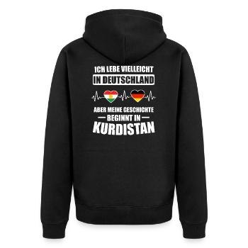 Kurdistan Deutschland Kurde Kurdisch Geschenk - Unisex Premium Bio Zip Hoodie - Schwarz - Hinten - Nico (187cm)