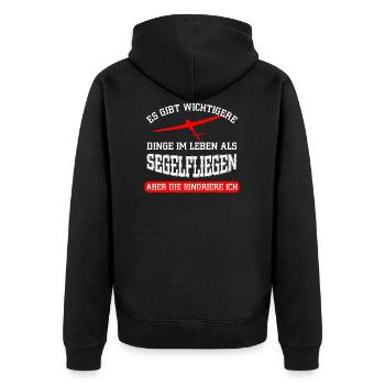 Segelfliegen Segelflieger Segelflug Pilot Geschenk - Unisex Premium Bio Zip Hoodie - Schwarz - Hinten - Nico (187cm)