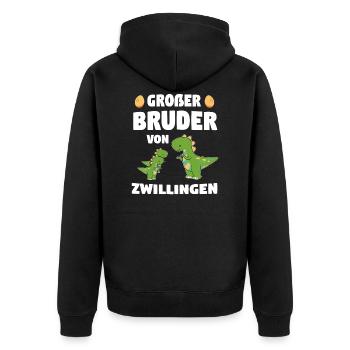 Großer Bruder Von Zwillingen 2020 Dino Geschenk - Unisex Premium Bio Zip Hoodie - Schwarz - Hinten - Nico (187cm)