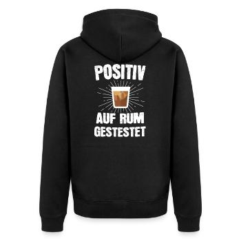 Rum Alkohol Trinken Schnaps Geschenk - Unisex Premium Bio Zip Hoodie - Schwarz - Hinten - Nico (187cm)