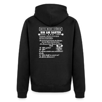 Dart Darts Darten Geschenk - Unisex Premium Bio Zip Hoodie - Schwarz - Hinten - Nico (187cm)