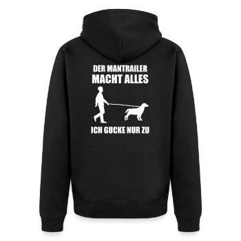Mantrailing Mantrailer Hundesport Geschenk - Unisex Premium Bio Zip Hoodie - Schwarz - Hinten - Nico (187cm)