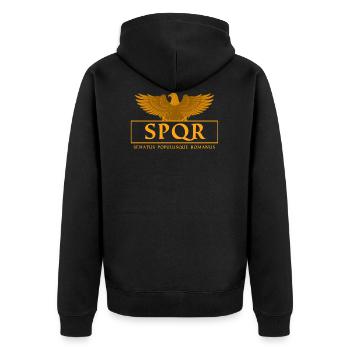 SPQR Rom Antike Römische GeschichteGeschenk - Unisex Premium Bio Zip Hoodie - Schwarz - Hinten - Nico (187cm)