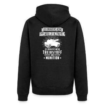 Panzer Soldat Panzerfahrer Geschenk - Unisex Premium Bio Zip Hoodie - Schwarz - Hinten - Nico (187cm)