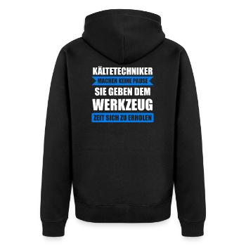 Kältetechniker Kältetechnik Kälteanlagenbau - Unisex Premium Bio Zip Hoodie - Schwarz - Hinten - Nico (187cm)