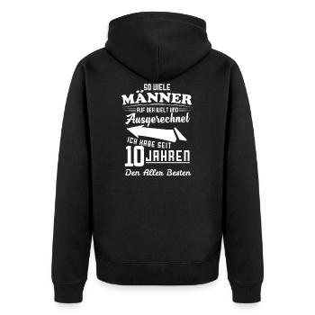10. Hochzeitstag Rosenhochzeit Ehefrau Geschenk - Unisex Premium Bio Zip Hoodie - Schwarz - Hinten - Nico (187cm)