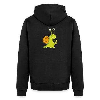 Lustige Schnecke mit Statement: Peace, Frieden - Unisex Premium Bio Zip Hoodie - Schwarz - Hinten - Nico (187cm)