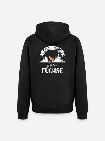 Fuchs Füchse Jäger Jagen Geschenk - Unisex Premium Bio Zip Hoodie - Schwarz