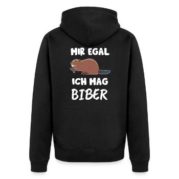 Biber Nagetier Tier Tiere Geschenk - Unisex Premium Bio Zip Hoodie - Schwarz - Hinten - Nico (187cm)