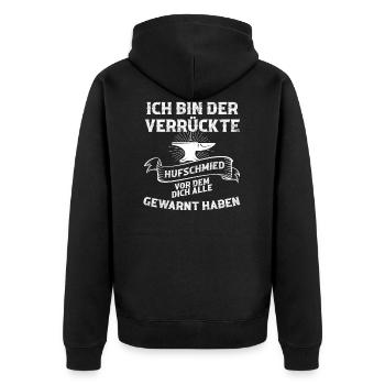 Hufschmied Hufschmiede Pferd Geschenk - Unisex Premium Bio Zip Hoodie - Schwarz - Hinten - Nico (187cm)
