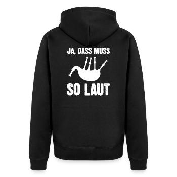 Dudelsack Schottland Dudelsackspieler Geschenk - Unisex Premium Bio Zip Hoodie - Schwarz - Hinten - Nico (187cm)