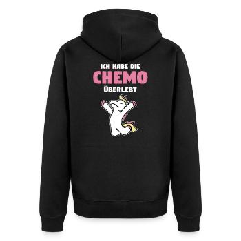 Chemo Chemotherapie Cancer Geschenk - Unisex Premium Bio Zip Hoodie - Schwarz - Hinten - Nico (187cm)
