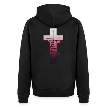 Glaube - Unisex Premium Bio Zip Hoodie - Schwarz - Hinten - Nico (187cm)