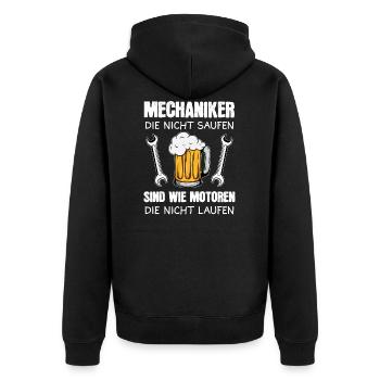 Mechaniker Bier Kfz-Mechaniker Schrauber Geschenk - Unisex Premium Bio Zip Hoodie - Schwarz - Hinten - Nico (187cm)