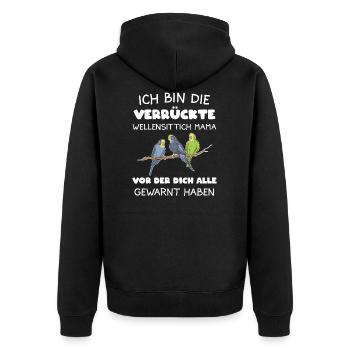 Wellensittich Mama Wellensittiche Haustier - Unisex Premium Bio Zip Hoodie - Schwarz - Hinten - Nico (187cm)