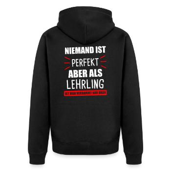 Lehrling Ausbildung Azubi Elektriker Geschenk - Unisex Premium Bio Zip Hoodie - Schwarz - Hinten - Nico (187cm)