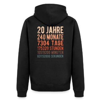 20. Geburtstag - Hochzeitstag, Jubiläum - Unisex Premium Bio Zip Hoodie - Schwarz - Hinten - Nico (187cm)