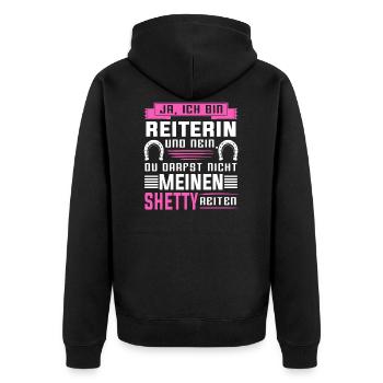 Shetty Shetland Pony Pferd Tölt Geschenk - Unisex Premium Bio Zip Hoodie - Schwarz - Hinten - Nico (187cm)
