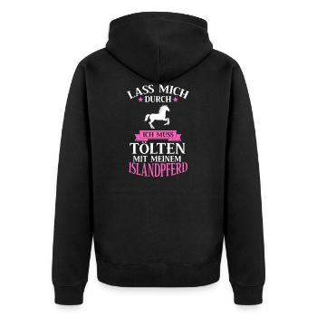Islandpferd Isländer Islandpferde Tölt Geschenk - Unisex Premium Bio Zip Hoodie - Schwarz - Hinten - Nico (187cm)