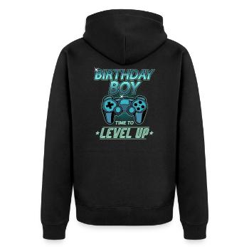 Birthday Boy Birthday Boys Men Gaming - Unisex Premium Organic Zip Hoodie - black - Back - Nico (187cm)