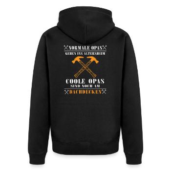 Dachdecker Opa Dachdeckermeister Handwerker - Unisex Premium Bio Zip Hoodie - Schwarz - Hinten - Nico (187cm)