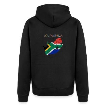 South Africa - Art Design - Unisex Premium Organic Zip Hoodie - black - Back - Nico (187cm)
