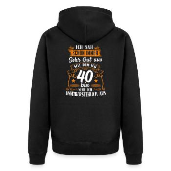 Seit Dem Ich 40 Bin Seit 1980 40.Geburtstag - Unisex Premium Bio Zip Hoodie - Schwarz - Hinten - Nico (187cm)