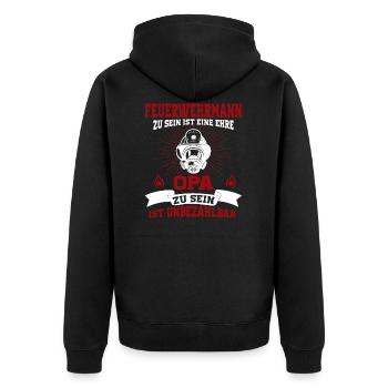 Feuerwehr Opa Feuerwehrmann Berufsfeuerwehr - Unisex Premium Bio Zip Hoodie - Schwarz - Hinten - Nico (187cm)