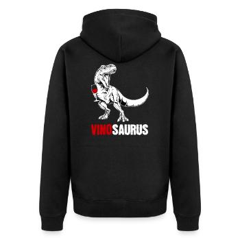 Vinosaurus Wine Dinosaur Gift - Unisex Premium Organic Zip Hoodie - black - Back - Nico (187cm)