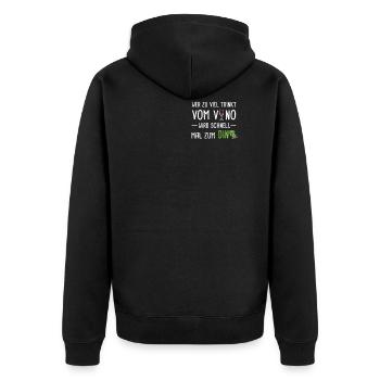Vino Wein Dino Rotwein Geschenk - Unisex Premium Bio Zip Hoodie - Schwarz - Hinten - Nico (187cm)